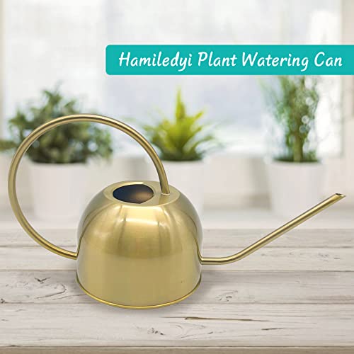 Hamiledyi 50 oz/1500 ml Stainless Steel Watering Can with Long Spout - color: Golden