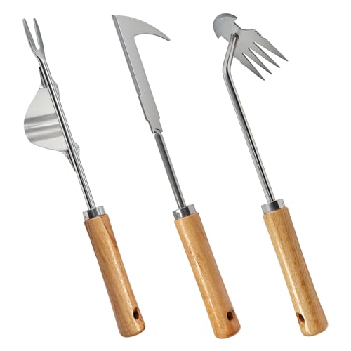 3 Pack Hand Weeder Tool, Manual Weeding Trowel, Crevice Weeder, Stainless Steel Crack Digger, Paver Moss Removal, L-Shaped Gardening Crack Sickle for Lawn Edging and Driveway Maintenance - style: 3 Pack Hand Weeder Tool