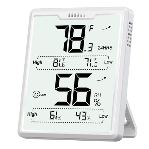 DOQAUS Hygrometer Indoor Thermometer, Temperature Humidity Meter, White - color: White