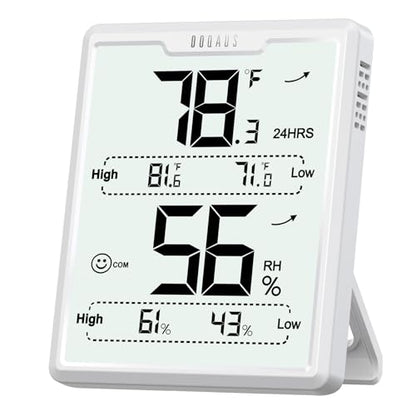 DOQAUS Hygrometer Indoor Thermometer, Temperature Humidity Meter, White - color: White