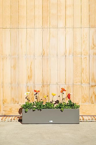 Veradek Block Series Trough Planter - Rectangular Outdoor Window Box - color: Gray