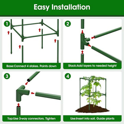 6 Pack Tomato Cages, 41.7" H Square Tomato Plant Stakes Support Cages Trellis for Garden Climbing Vegetables Flowers Fruits,Extra Bold - style: 6 Pack
