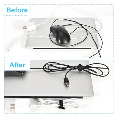 100 Pack Reusable Hook‑Loop Cable Ties, Adjustable Cord Wire Organizer