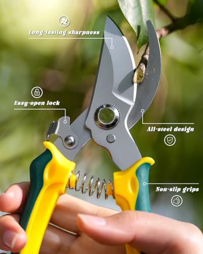 EWPJDK 3 Pack Garden Pruning Shears Scissors Clippers (Yellow) - style: Anvil
