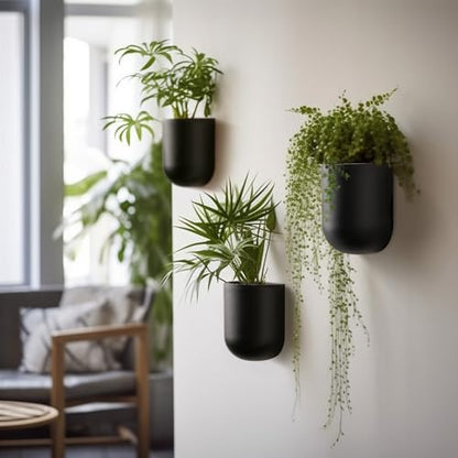 LA JOLIE MUSE Wall Planters for Indoor Plants, Hanging Flower Pots, 2 Pack - color: Black
