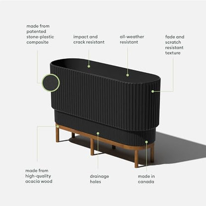 Veradek Demi Series Raised Long Planter - Wide Planter with Stand - color: Black/Brown, size: 30 inch - 2 Pack