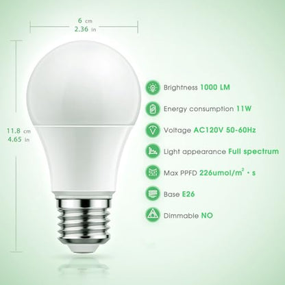 Briignite Grow Light Bulbs, Full Spectrum Grow Light Bulb, LED Grow Light - color: White