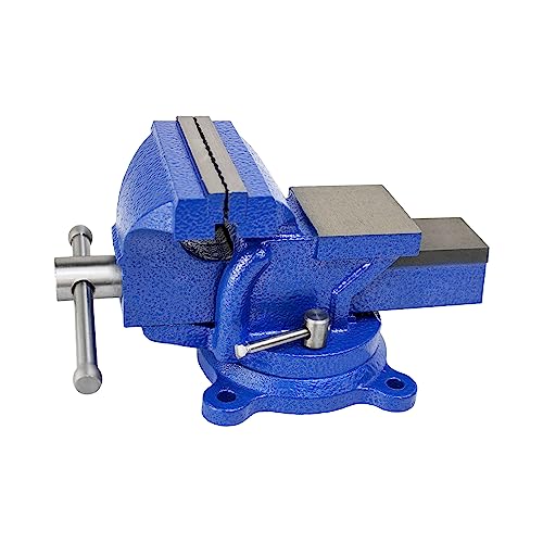 HFS(R) 5" Heavy Duty Bench Vise Anvil with 360° Swivel Locking Base Desktop Clamp (16LBS) - FS Blue Design - size: 5''
