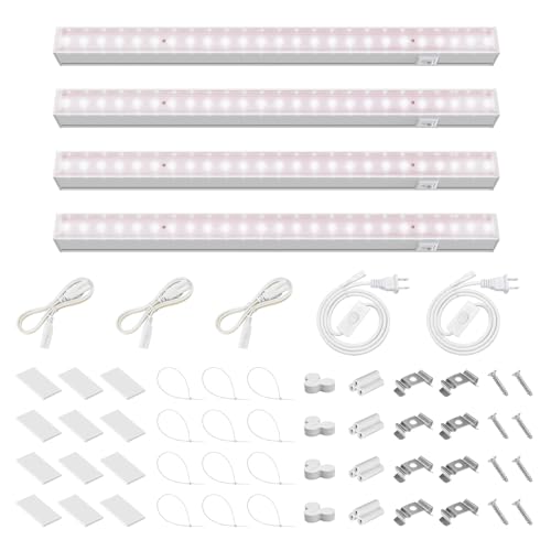 Barrina Grow Light for Indoor Plant, T5 1FT Full Spectrum Sunlight, 4 Packs - color: Pinkish White, size: 1ft-white Cover