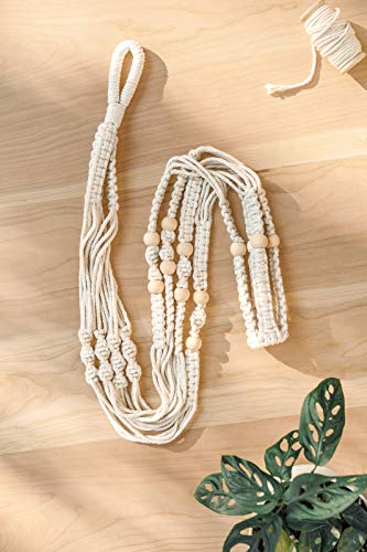 Mkono 43 Inch Macrame Plant Hanger Indoor Hanging Planter Holder Ivory 1Pc - color: Ivory