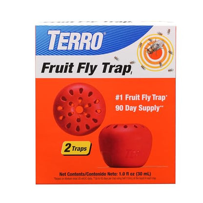 TERRO T2502 Ready-to-Use Indoor Fruit Fly Trap with Built in Window - 2 Traps + 90 day Lure Supply - size: 2 Traps