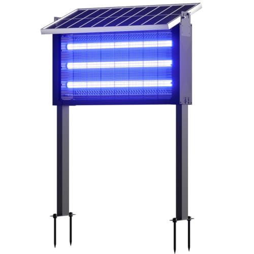 Large Solar Bug Zapper Outdoor for 8000 sq.ft, 30W Solar Powered Mosquito Zapper, USB Rechargeable Fly Insect Trap, IPX4 Waterproof Dusk-to-Dawn Auto On/Off for Patio Garden Camping - size: For 8000 sq.ft