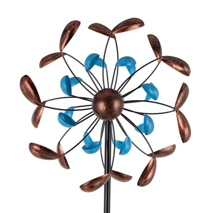 Wind Spinner Outdoor, Wind Sculpture Spinner with Metal Stake, Yard Art Decor for Patio, Lawn & Garden 13 * 57 inches - size: 13‘’Blue Copper