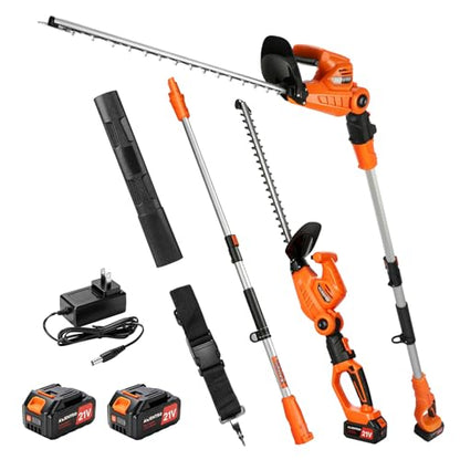 2-in-1 Cordless Hedge Trimmer with Telescoping Pole