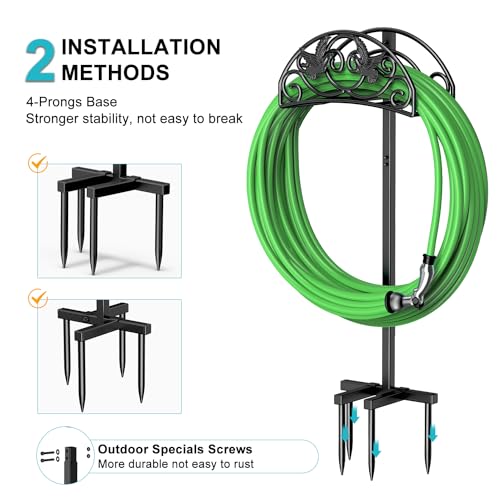 Keten Garden Hose Holder, Detachable Metal, Heavy Duty Freestanding Outside