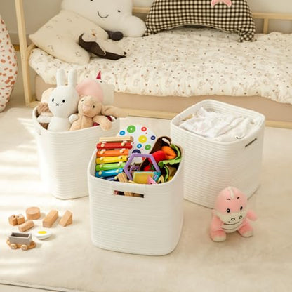 OIAHOMY Storage Cubes 11 Inch Storage Bins 3-Pack Square Baskets White - color: White