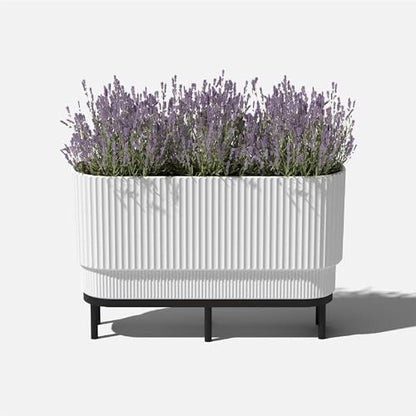 Veradek Demi Series Raised Long Planter - Wide Planter with Stand - color: White/Black, size: 30 inch