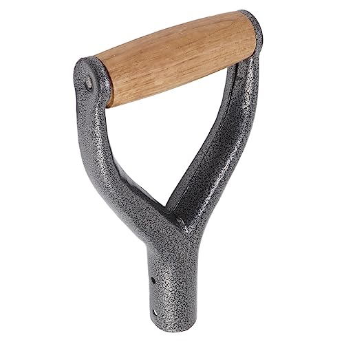 Diydeg Shovel D-Grip Handle, 1.22in ID Reusable Spade Handle, Metal & Wood, Silver, Transplanting Spade, Garden Tool - color: Silver