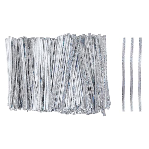 HARFINGTON 500pcs Bag Twist Ties 4" Reusable Plastic Twist Ties Wire Cable Ties for Party Bread Candy Cake, Silver - color: Silver