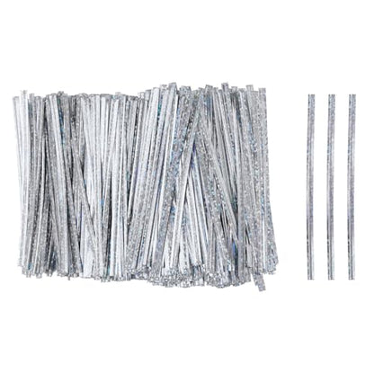 HARFINGTON 500pcs Bag Twist Ties 4" Reusable Plastic Twist Ties Wire Cable Ties for Party Bread Candy Cake, Silver - color: Silver