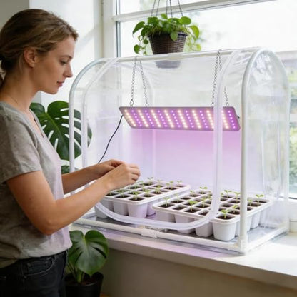 Metal Fram Mini Greenhouse with Grow Light for Indoor Seed Starting