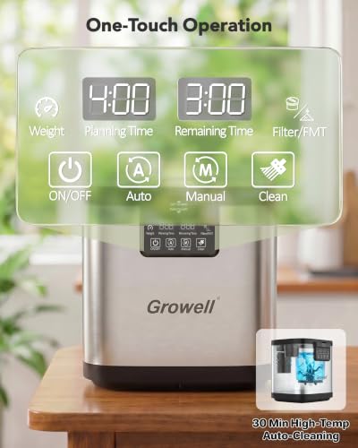Growell 4L Electric Composter for Kitchen, Countertop, Indoor Compost Bin - color: Silver – Black Lid
