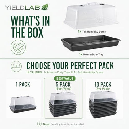 10x20 Humidity Dome with Plant Propagation Trays - 5 Pack Clone - size: 5 Trays + 5 Domes