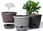 Sun-E 10" Self-Watering Whiskey Barrel Planters 3 Pack for Indoor Outdoor - color: Mix Colour Set