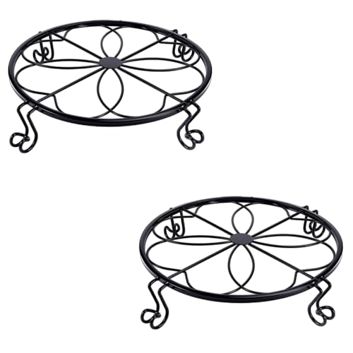 1/2/4 Pack 10/12 Inch Heavy Duty Iron Plant Stands - Rustproof Metal Flower Pot Holder for Indoor Outdoor Use, Round Wrought Iron Planter Stand for Corner Gardening, Patio, Balcony Decor- Black (12IN2PCS) - size: 12IN2PCS
