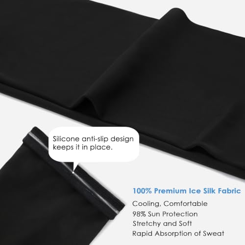 Achiou Volleyball Arm Sleeves for Women, Cooling Ice Silk Sun Sleeves Youth - color: 2 Pairs: Black