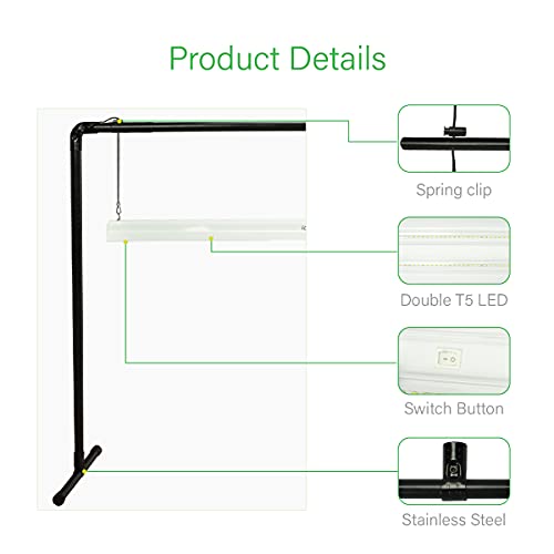 4 feet 40W LED Grow Light Stand Rack for Seedling,Growing Light for Indoor Plant,Natural White Light Full Spectrum LED Grow Light,Height Ajustable, Iron Pipe Frame, with Timer Outlet - style: Iron Pipe 4 Feet