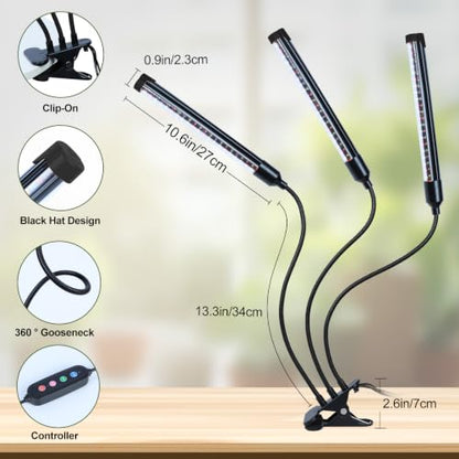 Gamechanger! FECiDA 27W Bright Clip Grow Lights for Seed Starting, Bonsai - size: 3-Tubes