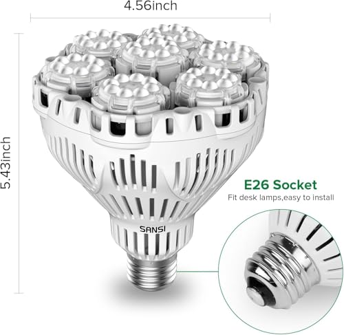 SANSI Dimmable Grow Light Bulb Full Spectrum， 40W (Pack of 3) - size: PPFD 345 (Pack of 3)