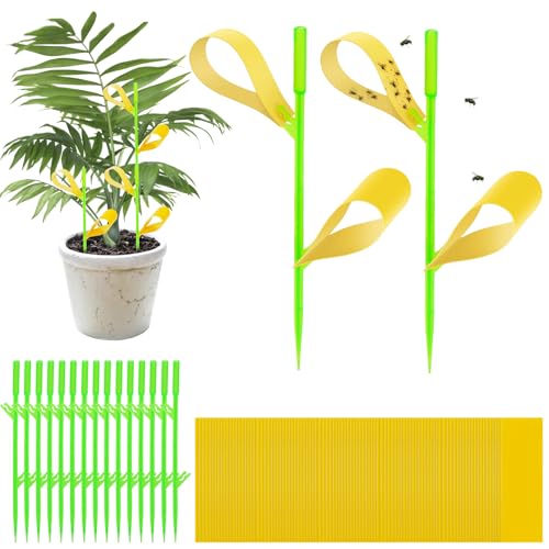 100 Pack Yellow Sticky Traps for Plant Gnats - Fungus Gnat Killer