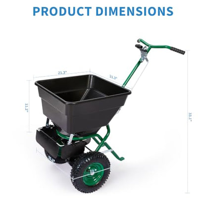 Push Lawn Spreader with 100lb Large Capacity, 12ft Broadcast Width
