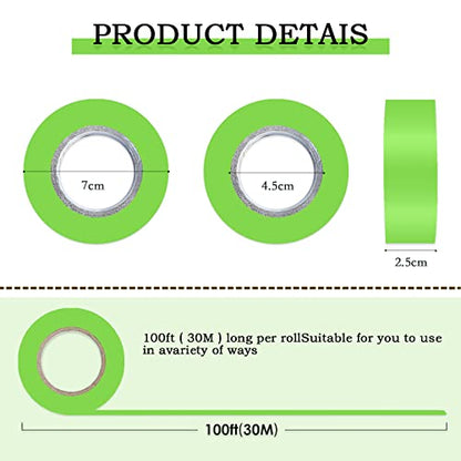 6 Pack Green Flagging Tape, Non-Adhesive Plastic Ribbon Neon Marking Roll - color: Green
