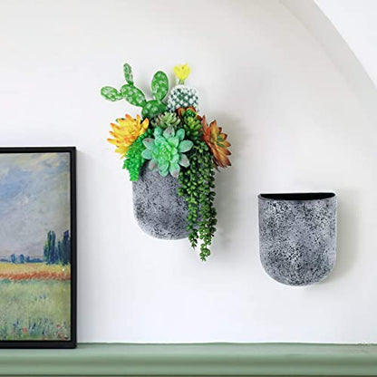 LA JOLIE MUSE Wall Planters for Indoor Plants, Hanging Flower Pots, 2 Pack - color: Rock Gray