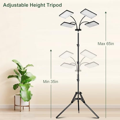 LBW Grow Light for Indoor Plants, Quad-Head Standing Plant Light, Full Spectrum, Wide Coverage, 63” Adjustable Height, Plug & Play - size: 4-Head Floor Lamp