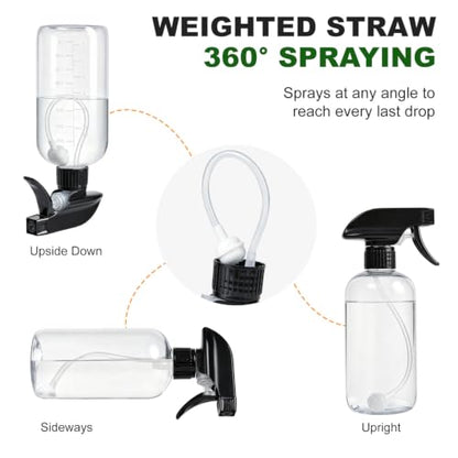 Spray Bottles 16 Oz 2-pack, 360° Any-Angle Spraying, Mist & Stream, Funnel - style: 16oz, 2 pack