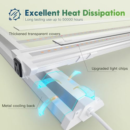 FREELICHT 1Pack 4FT Grow Light for Indoor Plants, Timer, 60W Full Spectrum
