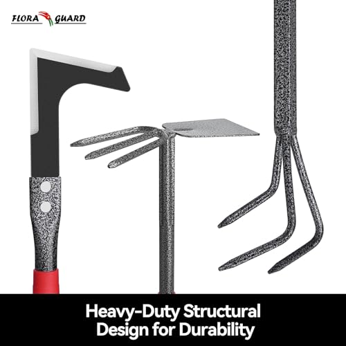 FLORA GUARD 6-Piece Garden Tool Set, Heavy Duty Steel Hand Tools - style: RED
