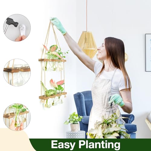 XXXFLOWER Wall Hanging Propagation Station 3 Bulb Vase 2 Tiers Brown - size: Brown-6 Bulb Vase