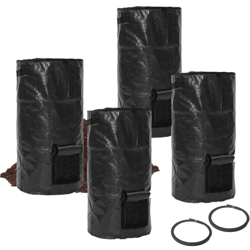 Compost Bin Bags 34 Gallon Garden Compost Bags Outdoor Reusable,Organic Waste Garden Yard Compost Bag Collapsible Leaf Lawn Bags Gardening Container (Black 4pcs) - color: Black 4pcs