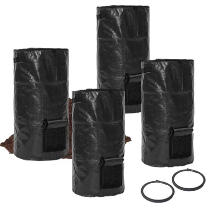 Compost Bin Bags 34 Gallon Garden Compost Bags Outdoor Reusable,Organic Waste Garden Yard Compost Bag Collapsible Leaf Lawn Bags Gardening Container (Black 4pcs) - color: Black 4pcs
