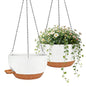 12 Inch Self Watering Hanging Planters 2 Pack, White Brown - color: White Brown