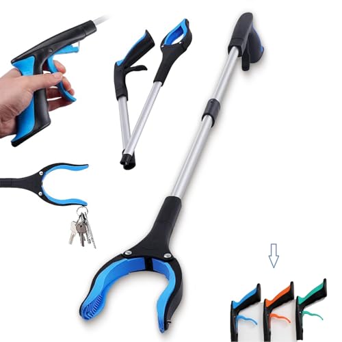 32" Grabber Reacher Tool, Foldable Reacher Grabber Pickup Tool with 360° Rotating Jaw & Magnet, Heavy Duty Pick Up Stick Grabbers for Seniors, Lightweight Grabbers - color: Blue, size: 32''