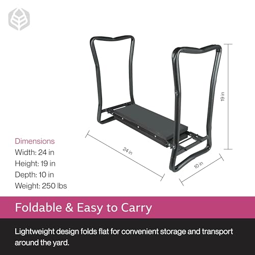 Yard Butler Garden Kneeler and Seat, Foldable Stool, Silver and Black