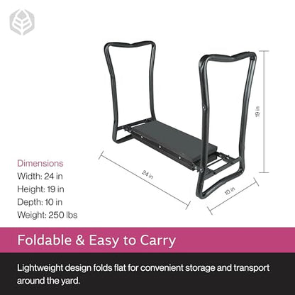Yard Butler Garden Kneeler and Seat, Foldable Stool, Silver and Black