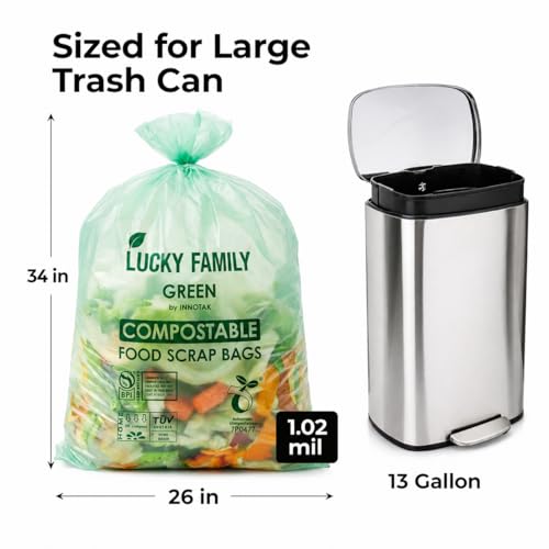 13 Gallon Drawstring Compost Bags for Kitchen Compost Bin, Compostable - color: 13 Gallon Drawstring, 25 count