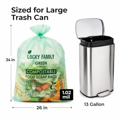 13 Gallon Drawstring Compost Bags for Kitchen Compost Bin, Compostable - color: 13 Gallon Drawstring, 25 count